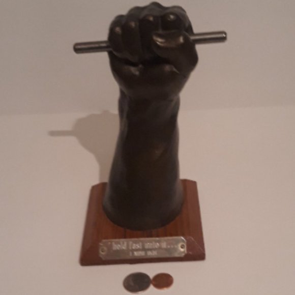 Vintage Metal Bronze Statue, Fist Statue, Heavy